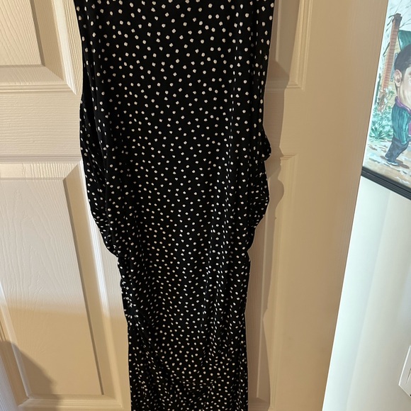 Ann Taylor Sleeveless Ruched Polka Dot Dress - Picture 1 of 7